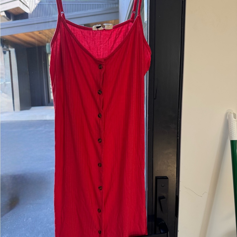 Roxy Button-Down Sun Dress- red (L)